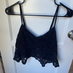 Black Floral Bustier Crop Top